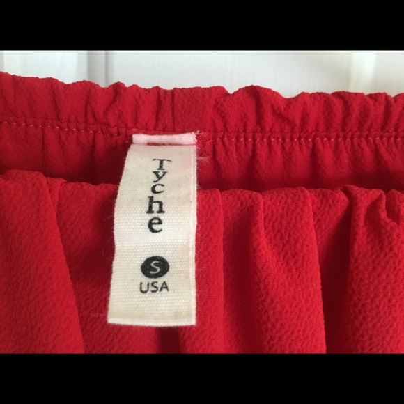 Tyche red off-shoulder jumpsuit, size S. - Picture 4 of 4